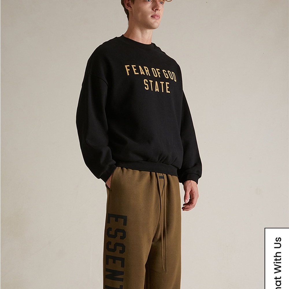 Fear of God Essentials Black Fleece Crew Neck Sweatshirt